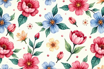 Subtle watercolor floral motif, endlessly repeating , elegant, bloom