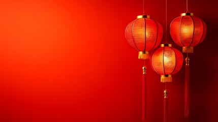 Vibrant backdrop showcases festive chinese lanterns symbolizing prosperity and good fortune