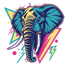  Electric Pop Art Elephant with Graffiti-Style Neon Accents