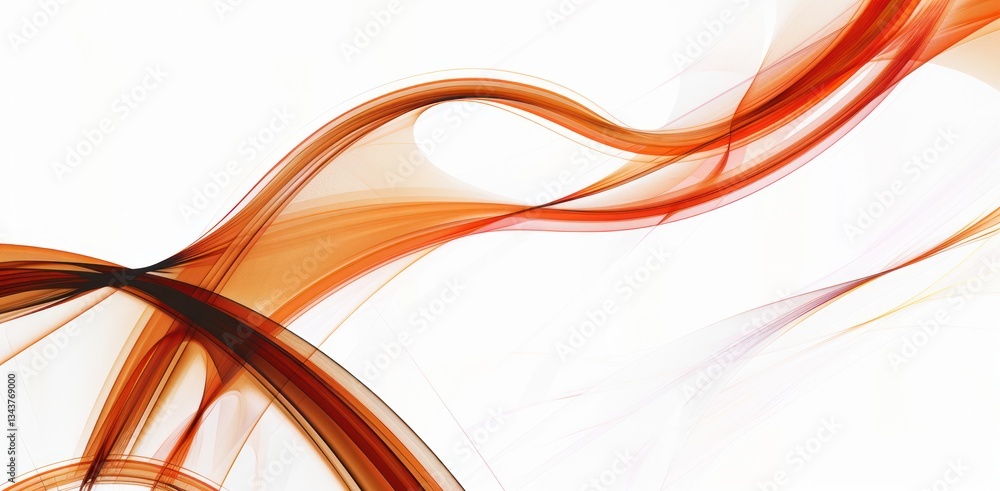 Poster white background with swirling orange lines, creating an elegant and modern design element for brand