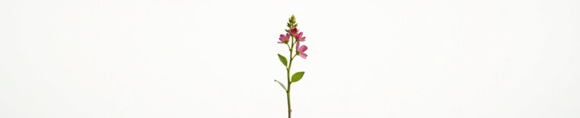 Single stem with tiny flowers on a white background, nature, growth, blossom