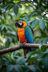 Obraz premium brightly colored parrot perched on a branch in a tree