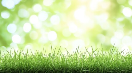 Fototapeta premium A serene grassy foreground with a soft, blurred green background, evoking a peaceful atmosphere.