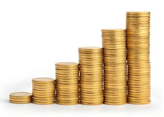 Stacks of golden coins money growth concept