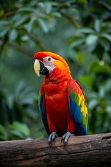 Obraz premium brightly colored parrot perched on a branch in a tropical forest