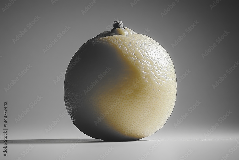 Poster lemon displayed on a plain background showcasing its textured surface and unique shape under soft li