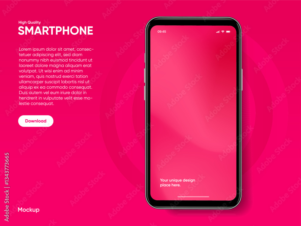 Aufkleber Realistic smartphone mockup. Mobile phone vector with isolated on white background. Device front view. 3D mobile phone with shadow. Realistic, high quality smart phone mockup for ui ux presentation.