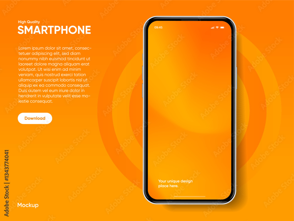 Aufkleber Realistic smartphone mockup. Mobile phone vector with isolated on white background. Device front view. 3D mobile phone with shadow. Realistic, high quality smart phone mockup for ui ux presentation.