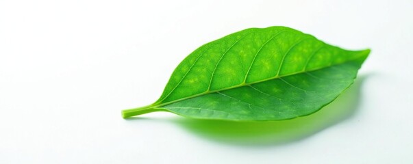 Obraz premium Single leaf with veins isolated on white surface, leaves, nature