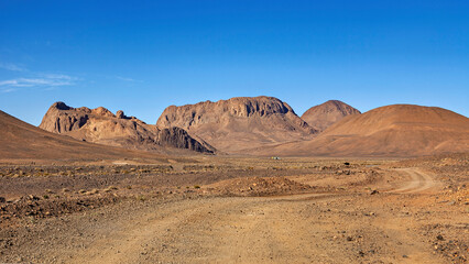 The Landscape and Mountains of the Sahara Desert in Algeria