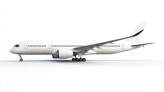 airplane airbus a350 series with white blank livery isolated on white background