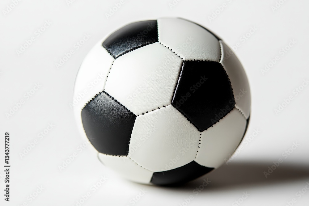 Poster classic black and white soccer ball resting on a simple background ready for a game or practice sess