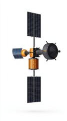 Fototapeta premium Detailed illustration of a satellite showcasing solar panels and equipment for space exploration and scientific research.