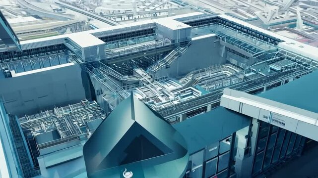Highly detailed BIM model of a modern metro station and transport hub with transit infrastructure
