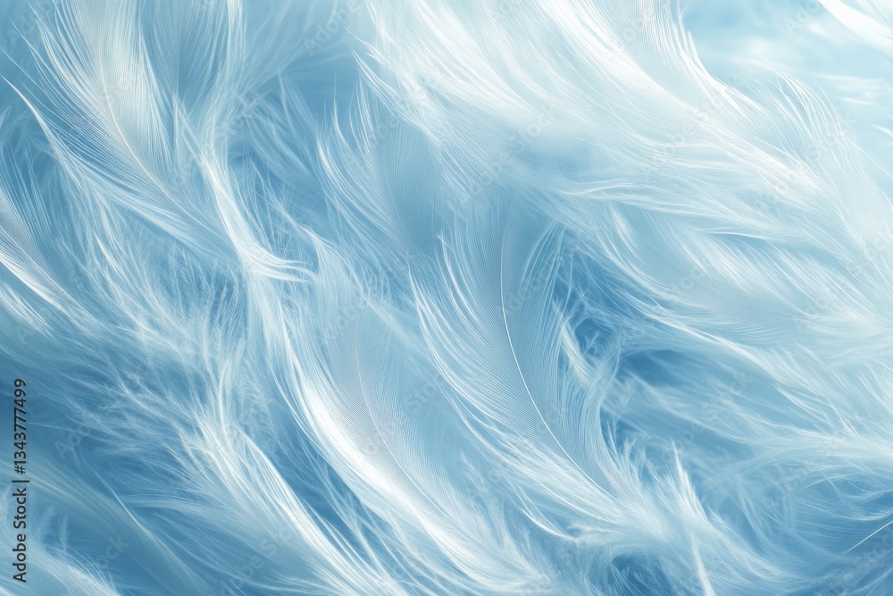 Leinwandbilder soft blue feather texture with gentle wisps creating a calming and serene atmosphere