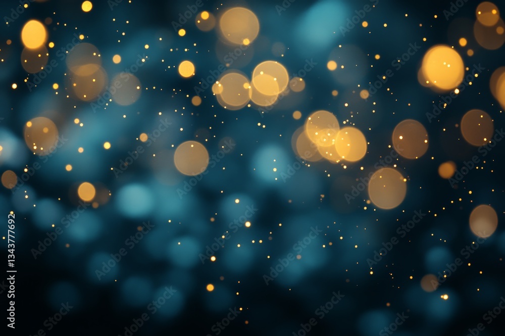 Poster soft glowing lights create a magical atmosphere in a dark setting during a nighttime celebration