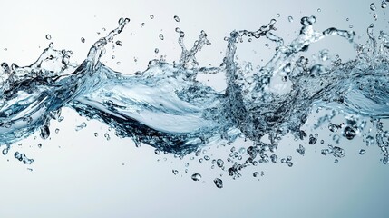 Clear water droplets splashing with high velocity and movement