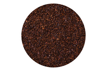 Black tea dry crushed in bowl
