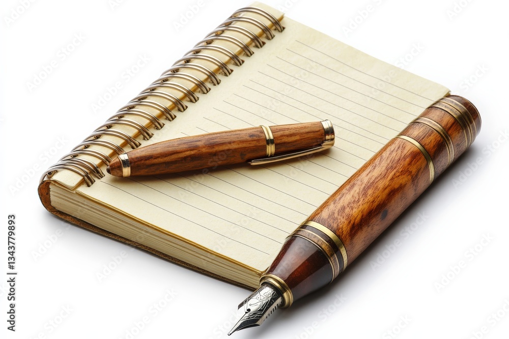 Poster elegant wooden pen and notepad arrangement on a clean surface ideal for writing notes and ideas