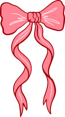 Hand drawn coquette bow and ribbon. Aesthetic elegant girly bow. Elegant vintage girly decor. Trendy art symbol for Valentine day and wedding invitations. Doodle line art vector illustration