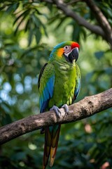 Obraz premium there is a parrot sitting on a branch in the forest