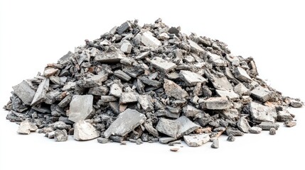 A large pile of crushed concrete debris, likely from construction or demolition.