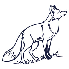 Simple Line Art of a Fox in Profile.