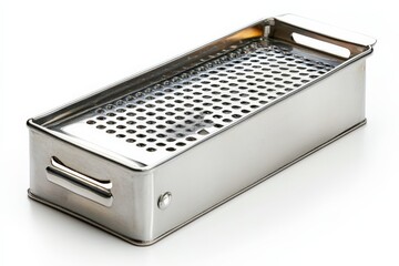 Stainless steel grater with multiple holes for efficient food preparation in a kitchen setting