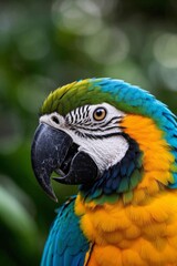 Fototapeta premium araffy blue and yellow parrot with a green and yellow beak