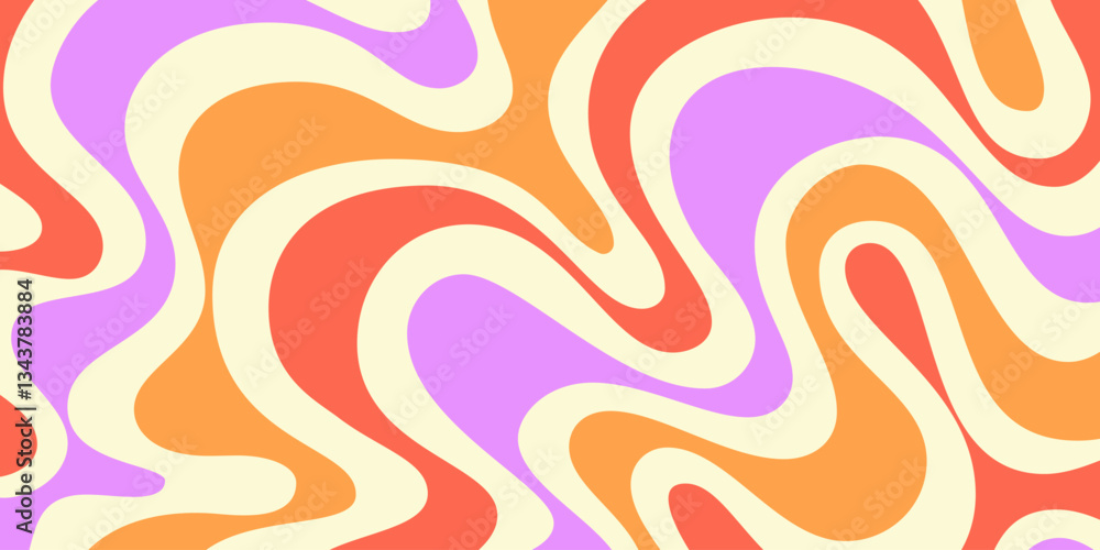 Aufkleber abstract trippy hand drawn groovy pattern vector design. fun vintage y2k wavy texure. curvy psychede