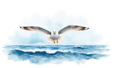 Seagull soaring over the ocean