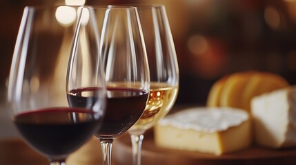 Naklejka premium Wine Glasses Close-Up With Decanter in Elegant Evening Setting Highlighting Sophistication, Fine Dining, and Gourmet Lifestyle in Warm Lighting