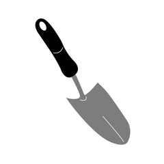 Garden Shovel with Comfort Grip Handle, flat outline style isolate on white background, vector illustration