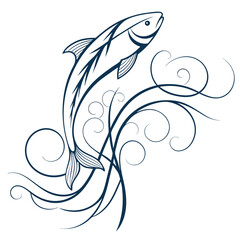 Fototapeta premium Abstract Line Art of a Fish Swimming.