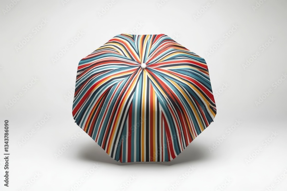 Poster colorful striped umbrella with a unique design displayed against a plain background