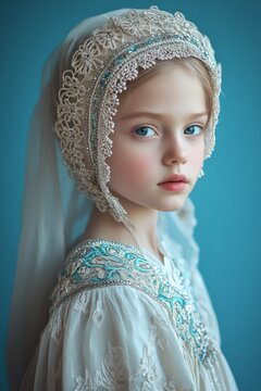 Young Russian girl in kokoshnik