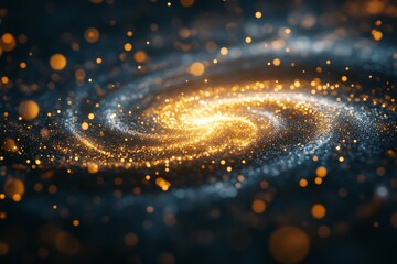 Swirling cosmic galaxy with glowing stars and dust in deep space captured in stunning detail