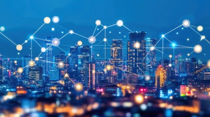 Fototapeta premium Cityscape with Network Connection