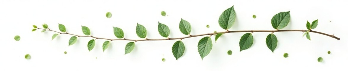isolated branch with delicate foliage on white background, leaves, minimalist, white