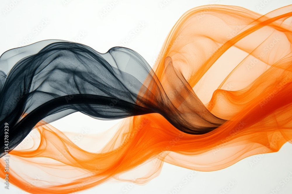 Aufkleber colorful fabric waves create a smooth flow of black and orange contrasting against a light backdrop