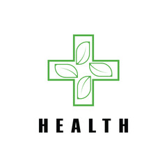 medical health logo design concept with leaf icon