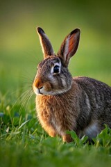 Fototapeta premium there is a rabbit that is sitting in the grass