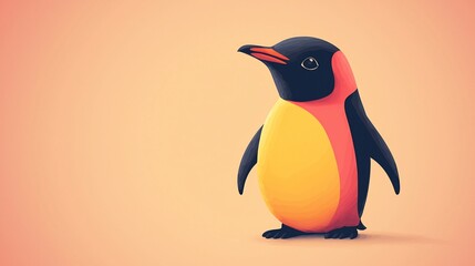 Fototapeta premium Cute Penguin, Pastel Background
