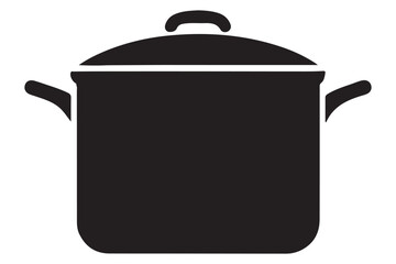 Black Cooking Pot with Lid Vector Art for Culinary Purposes