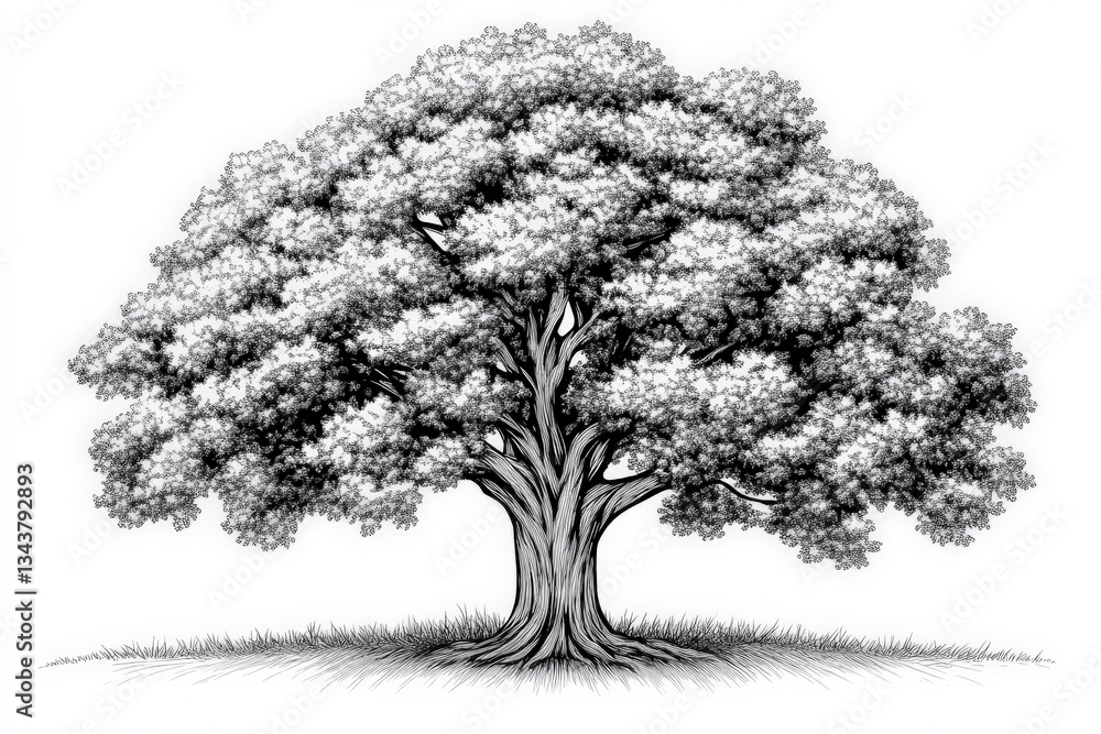 Aufkleber majestic tree stands proudly in a serene landscape with detailed foliage and strong trunk structure