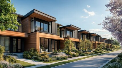Fototapeta premium Modern Luxury Townhouses: A Suburban Oasis