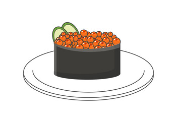 寿司, いくら, いくら軍艦, 軍艦巻き, すし, 魚卵, 海鮮, 和食, 日本食, 寿司ネタ, 回転寿司, ごはん, 食べ物イラスト, 料理アイコン, かわいいイラスト, シンプルデザイン, 飲食店, メニュー素材, フードイラスト, ヘルシーフード, 醤油, わさび, 食品デザイン, レストラン, 居酒屋, 寿司屋, 海苔, シャリ, きゅうり, 江戸前寿司, 食べ物, 魚, 食事, 鮭, ダ