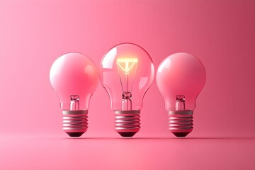 minimalizm, żarówka, świecąca żarówka, zgaszone żarówki, tło różowe, koncepcja kreatywności, innowacje, kreatywne myślenie, pomysł, inspiracja, symbol sukcesu, inteligencja, światło, nowoczesny design