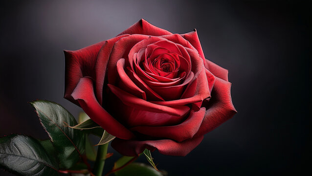 une rose rouge sur un fond sombre