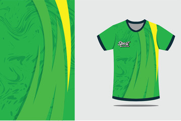 Sport jersey template mockup curve line design for football soccer, racing, running, e sports, in green color EPS 10
